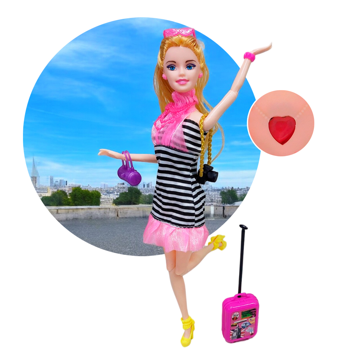 Miniatura 4 de Muñeca Articulada Viajera Collar HB041